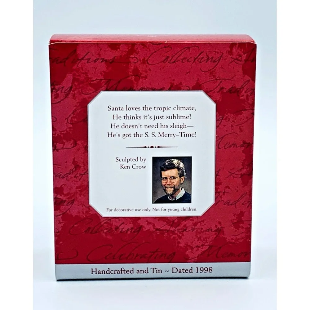 Hallmark 1998 Cruising Into Christmas Handcrafted Tin Keepsake Ornament‎ MIB